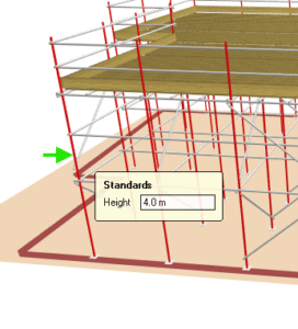 editing the Height of a birdcage scaffold in smart estimator