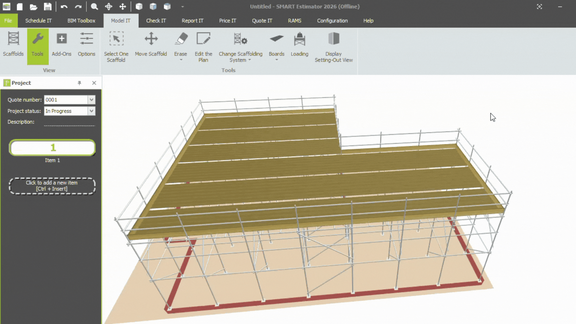 laying out bay sizes for birdcage scaffold in smart estimator